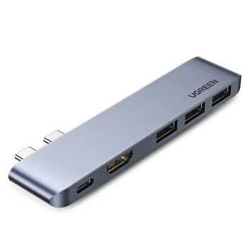 Ugreen 60559 USB-C šakotuvas, skirtas MacBook Pro / Air, pilkas