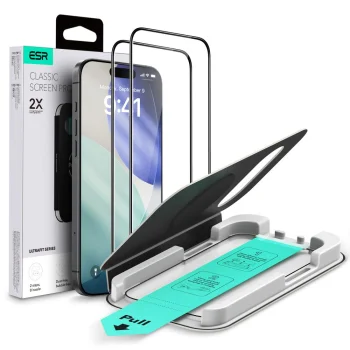 Apple iPhone 17 Air 6.5'' ESR UltraFit Tempered Glass Screen Protector, Black, 2 pcs.