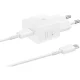 Samsung EP-T2510XWEGEU 25W SFC GaN tinklo įkroviklis su USB-C laidu, baltas