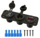 Waterproof 12V Cigarette Lighter Socket with 2x USB and Voltmeter PLS37A