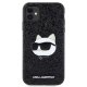 Karl Lagerfeld dėklas iPhone 11 / XR, Glitter Choupette Patch, juodas