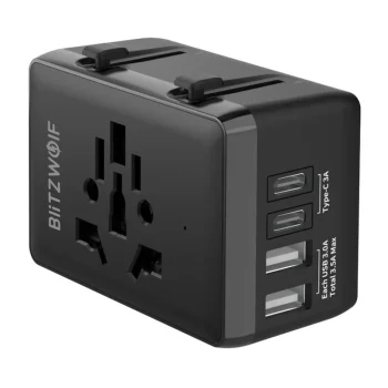 Blitzwolf BW-TA1 kelioninis adapteris 4-in-1 2xUSB USB-C PD 20W