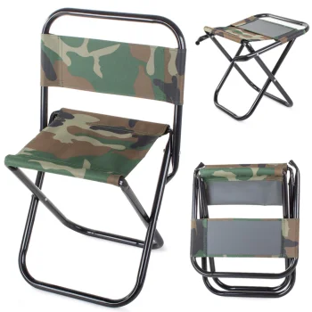Folding Camping and Fishing Chair with Backrest, Camouflage