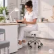 ModernHome sukamoji taburetė su ratukais, reguliuojama kosmetologinė kėdė, juoda
