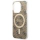 Guess dėklas iPhone 14 Pro telefonui 4G MagSafe, rudas