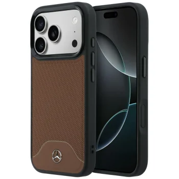 Mercedes dėklas iPhone 17 Pro telefonui su MagSafe, rudas
