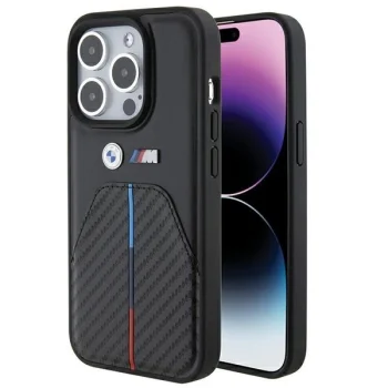 BMW Stamped Tricolor Stripe iPhone 15 Pro Max Case - Black
