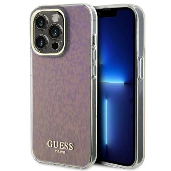 Guess iPhone 15 Pro Case IML Faceted Mirror Disco Iridescent, Pink