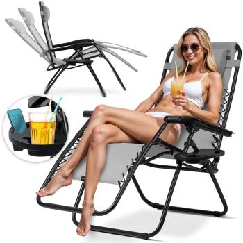 Sofotel Chillwell Folding Garden Lounger with Cushion, Grey
