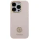 Guess Silicone Logo Strass 4G dėklas, skirtas iPhone 15 Pro, šviesiai rožinis