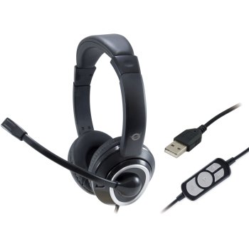 Conceptronic POLONA01B USB laidinės ausinės su mikrofonu, juodos