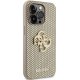 Guess Perforated 4G Glitter dėklas iPhone 15 Pro telefonui, auksinis