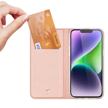 Atverčiamasis dėklas Dux Ducis Skin Pro telefonui iPhone 15 Plus, rožinis