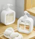 Skysto muilo dozatorius su pumpu, 350 ml, baltas ir skaidrus