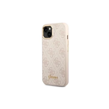Guess iPhone 13 / 14 / 15 Case 4G Vintage Gold Logo, Pink