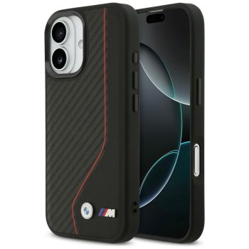 BMW dėklas iPhone 17 telefonui M Carbon Line & Logo MagSafe, raudonas