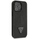 Guess Saffiano Triangle Logo dėklas iPhone 14 Pro telefonui, juodas