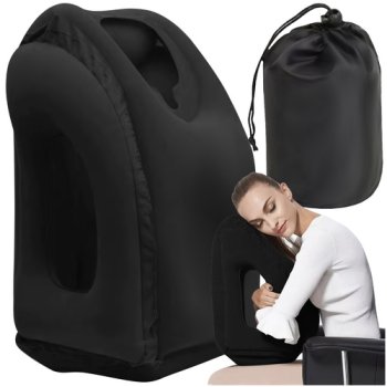 Trizand 00025346 Inflatable Travel Pillow, Black