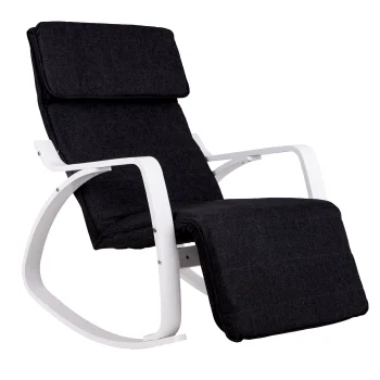 Modernhome Rocking Chair with Adjustable Footrest, Black/White