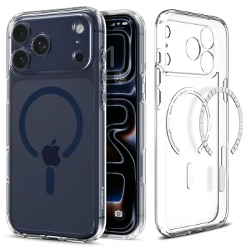 Spigen Ultra Hybrid MagSafe dėklas iPhone 17 Pro Max, Clear Navy Blue