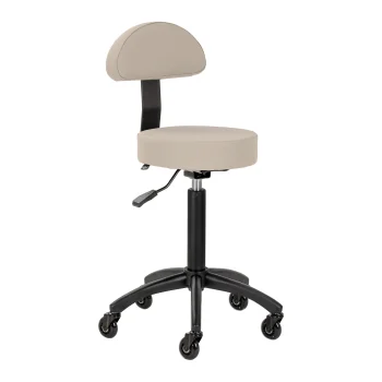 Hairdressing Stool Gabbiano D026 with Backrest, Beige