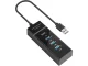 4 prievadų USB 3.0 šakotuvas, juodas