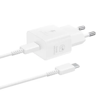 Samsung EP-T2510XWEGEU 25W SFC GaN tinklo įkroviklis su USB-C laidu, baltas