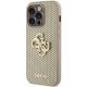Guess Perforated 4G Glitter dėklas iPhone 15 Pro telefonui, auksinis