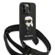 Apple iPhone 14 Pro 6.1\" Karl Lagerfeld Monogram Ikonik Patch Case Cover (KLHCP14LSTKMK), Black
