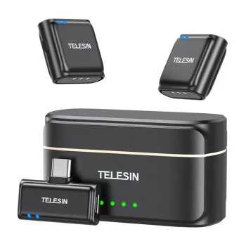 Telesin P5-MCP-01 belaidis prisegamas mikrofonas su įkrovimo dėklu (USB-C)
