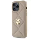 DKNY Quilted Stack Logo dėklas iPhone 14 Pro Max telefonui, kreminis