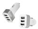 Automobilinis įkroviklis su 3x USB jungtimis (1.1A, 2.1A, 3.1A), baltas / sidabrinis