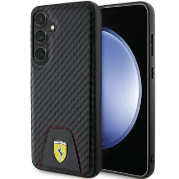 Ferrari dėklas Samsung Galaxy S24+ telefonui Carbon Stitched Bottom, juodas