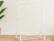 Metal Freestanding Clothes Rack with Shoe Shelves, White