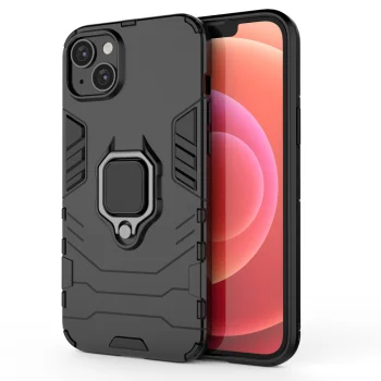 Šarvuotas dėklas Ring Armor telefonui iPhone 14 Plus su žiedu, juodas