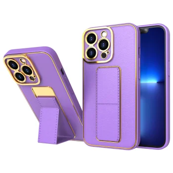Phone Case for iPhone 12 Pro with Folding Kickstand, Purple