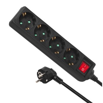 Maclean MCE194G Power Strip with Switch, 4 Outlets, 5m, 3500W