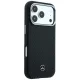 Mercedes Leather Semi Wrap Wood Effect MagSafe dėklas iPhone 17/18 Pro Max, juodas