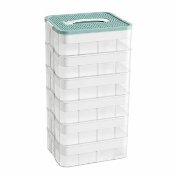 6 dalių modulinė žaislų dėžė kaladėlėms, mėlyna