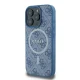 Guess iPhone 16 Pro dėklas 4G Ring Classic Logo MagSafe, mėlynas
