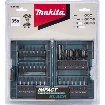 Sukimo antgalių rinkinys Makita B-66880 Impact Black, 35 dalių