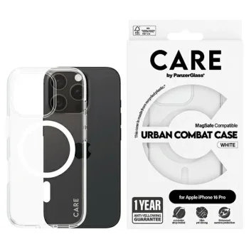 CARE by PanzerGlass Flagship Case for iPhone 16 Pro, MagSafe, Transparent White