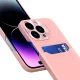 Hurtel dėklas su stovu ir kortelių dėklu, skirtas iPhone 14 Pro Max, rožinis