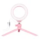 Puluz trikojis stovas su 16 cm LED žiedine lempa PKT3092F, rožinis