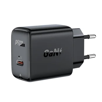 Acefast GaN USB Type-C 30W Wall Charger, PD, QC 3.0, Black (A21)