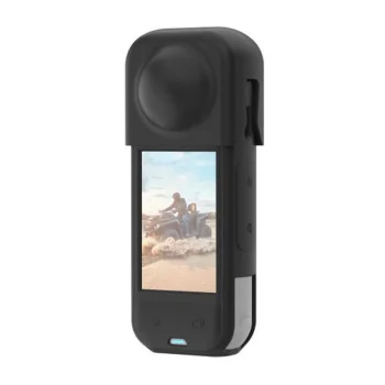 Puluz silikoninis apsauginis dėklas su lęšio dangteliu Insta360 X5, juodas