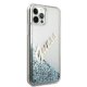 Dėklas iPhone 12 Pro Max telefonui Guess Glitter Vintage Script, mėlynas