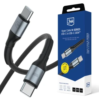 3mk Hyper Cable N-SERIES USB-C į USB-C laidas 2m 100W, juodas