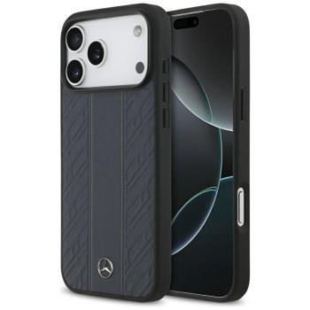 Mercedes Leather Laurel Leaves Stripes MagSafe dėklas iPhone 17 Pro Max, mėlynas