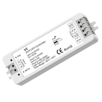 V2 CCT LED valdiklis 12-24V 2x5A RF & Push Dimming